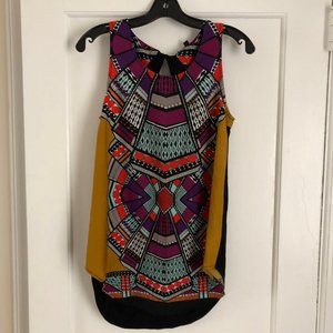 ANTHROPOLOGIE Silk front Printed Tank